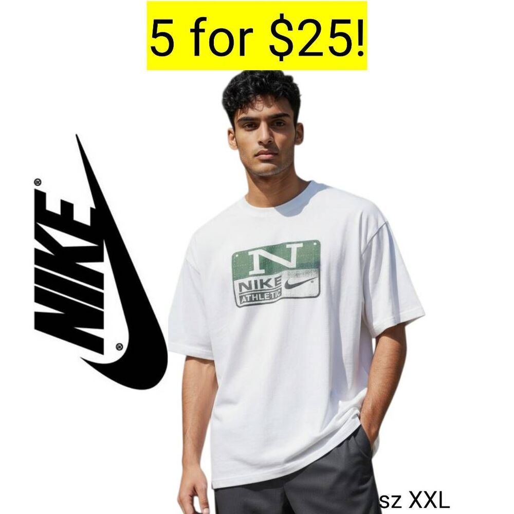 Nike White Cotton Graphic Tee Shirt SALE 5 for 25